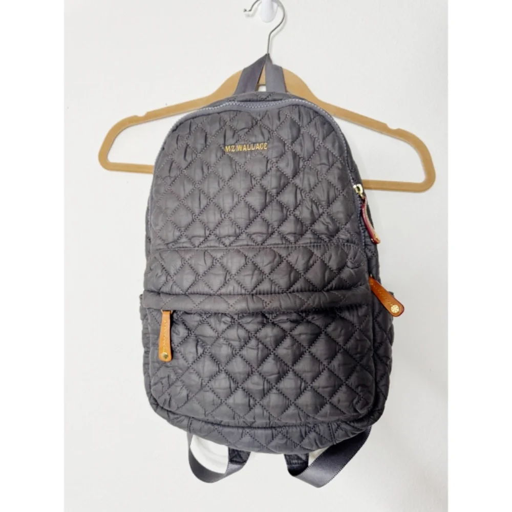 MZ Wallace Quilted Backpack in Dark Gray with Rose Gold Hardware